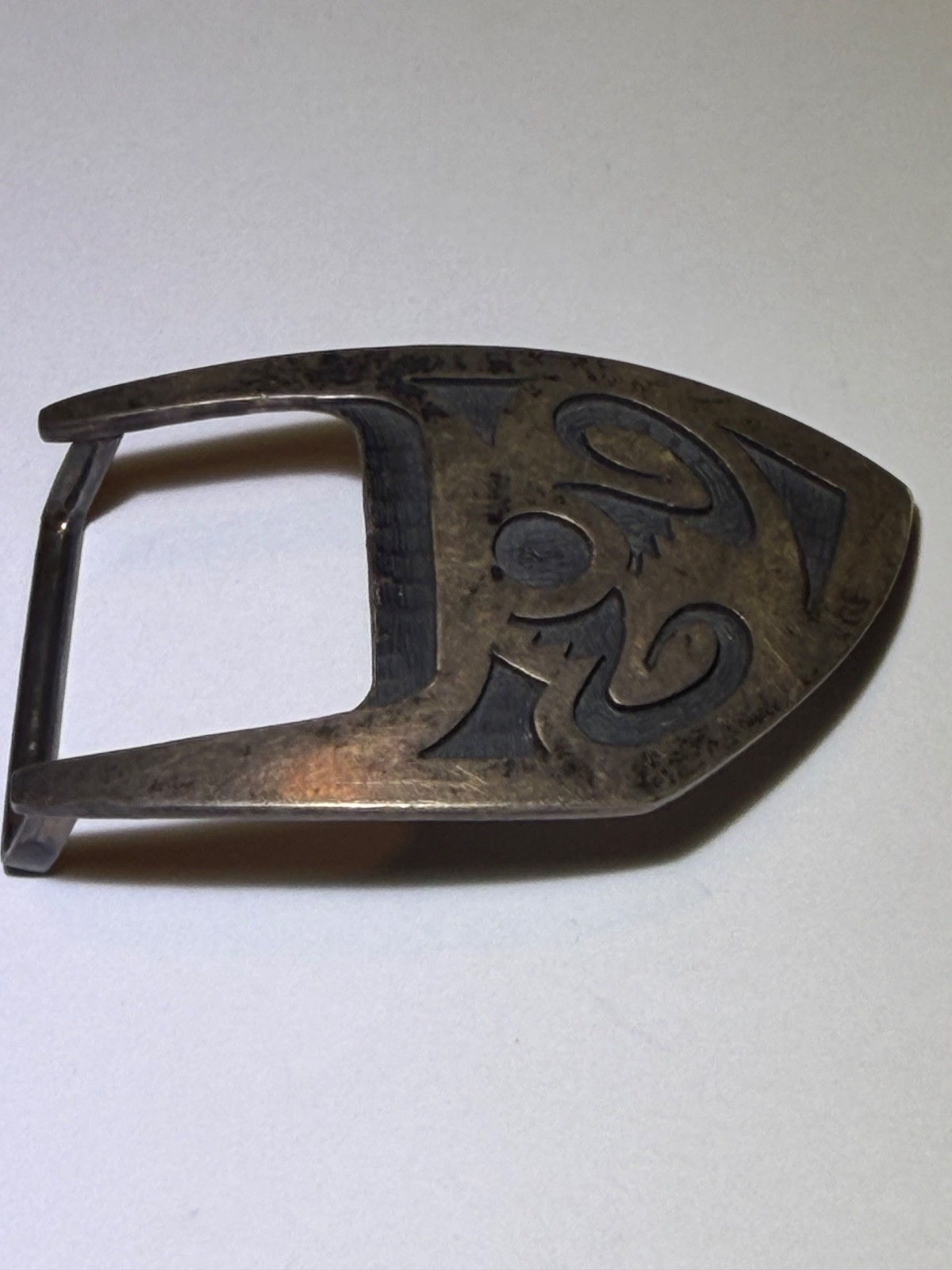 VINTAGE HOPI STERLING SILVER OVERLAY SHIELD BELT BUCKLE HOPICRAFTS M COOCHWIKVIA