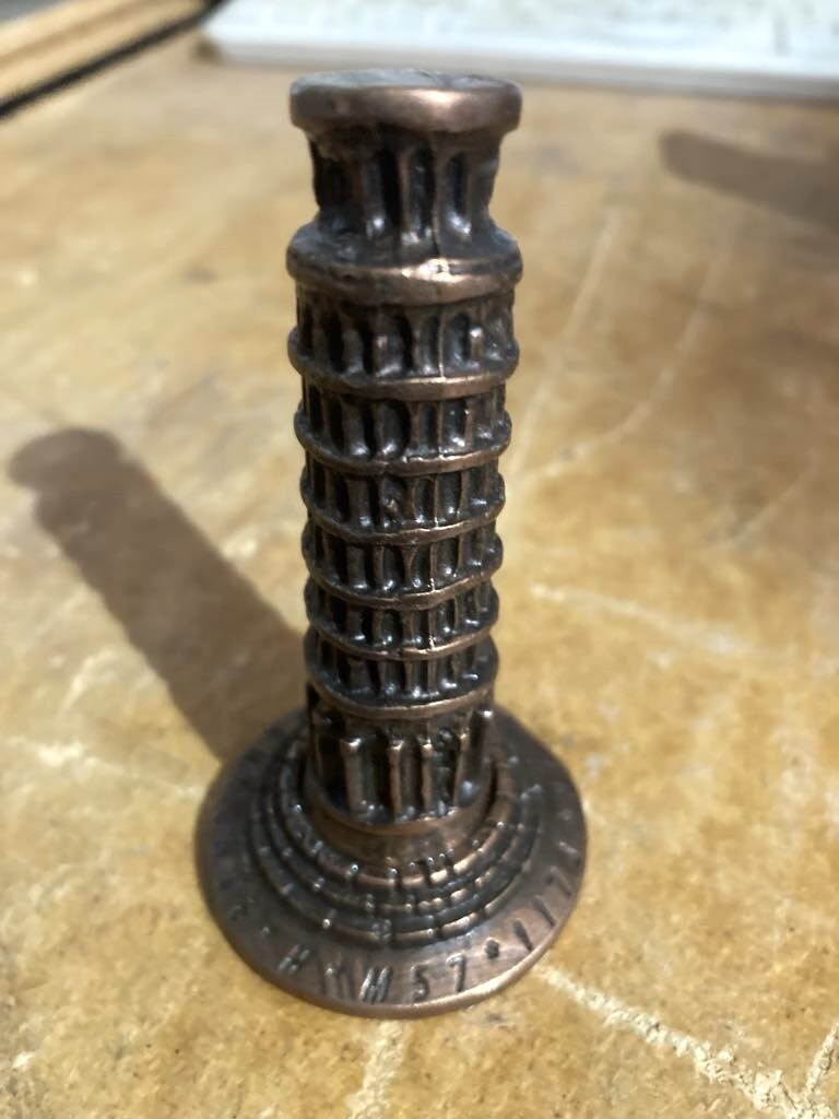 Bronzed Metal Tower of Pisa Italy Souvenir Figurine, Made in Italy 4