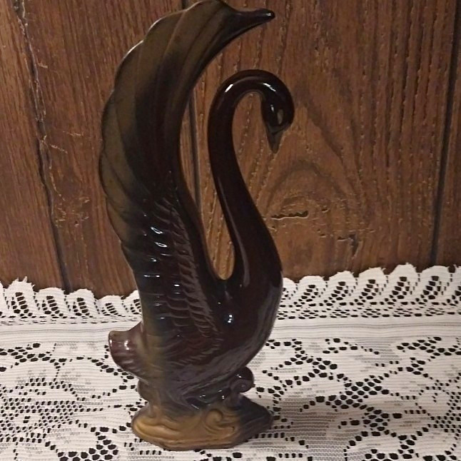 Vintage Brown And Gold Swan Figurine 