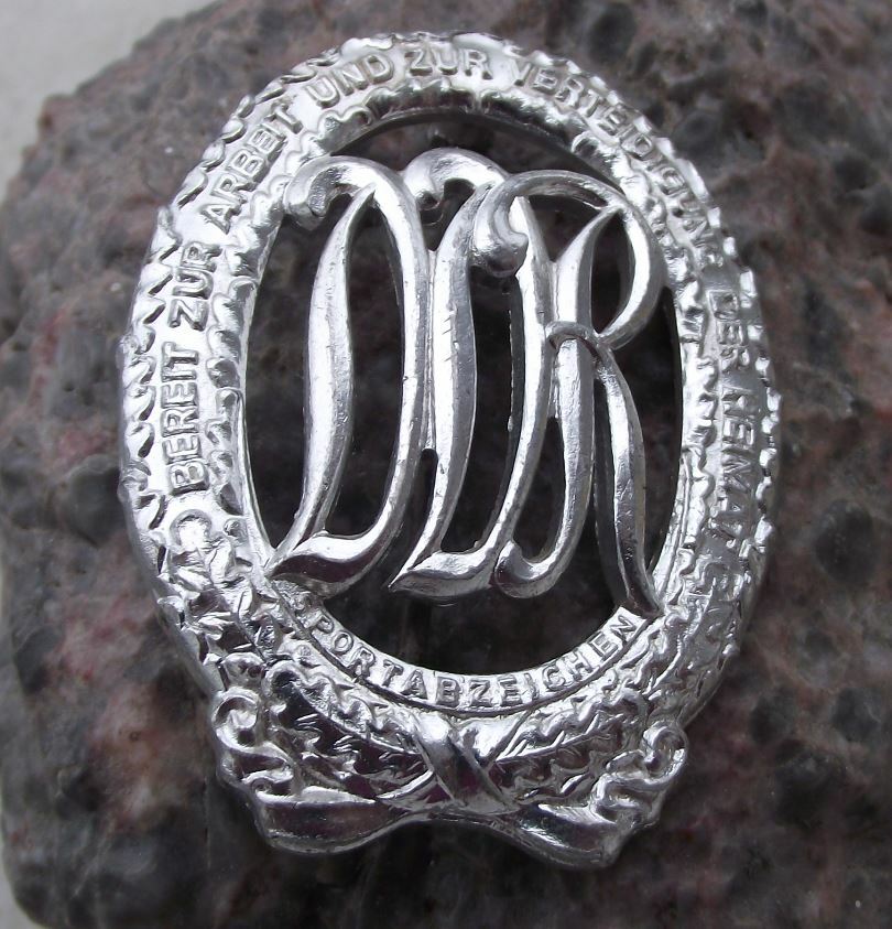Antique Large Silver DTSB East German DDR Central Sports Laurels Pin Badge