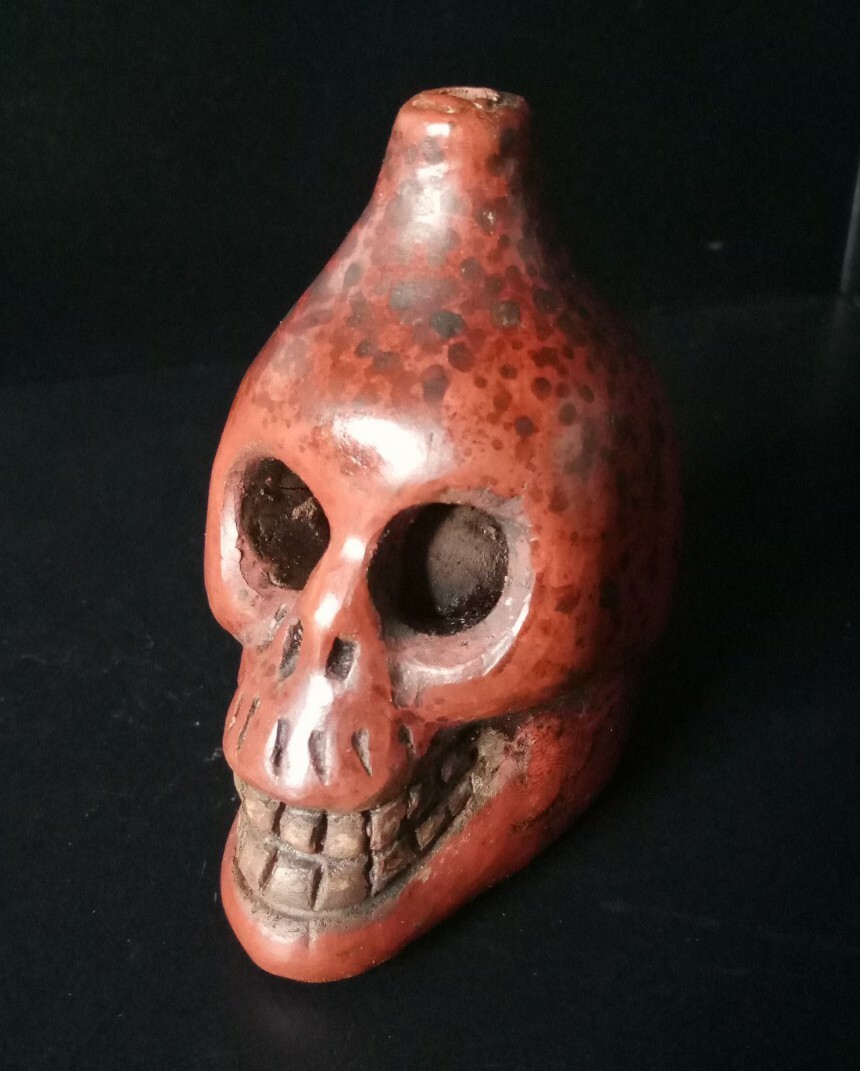 Death Whistle, Loud, Real, Aztec, Red, Original, Medium Size, Hand Crafted.