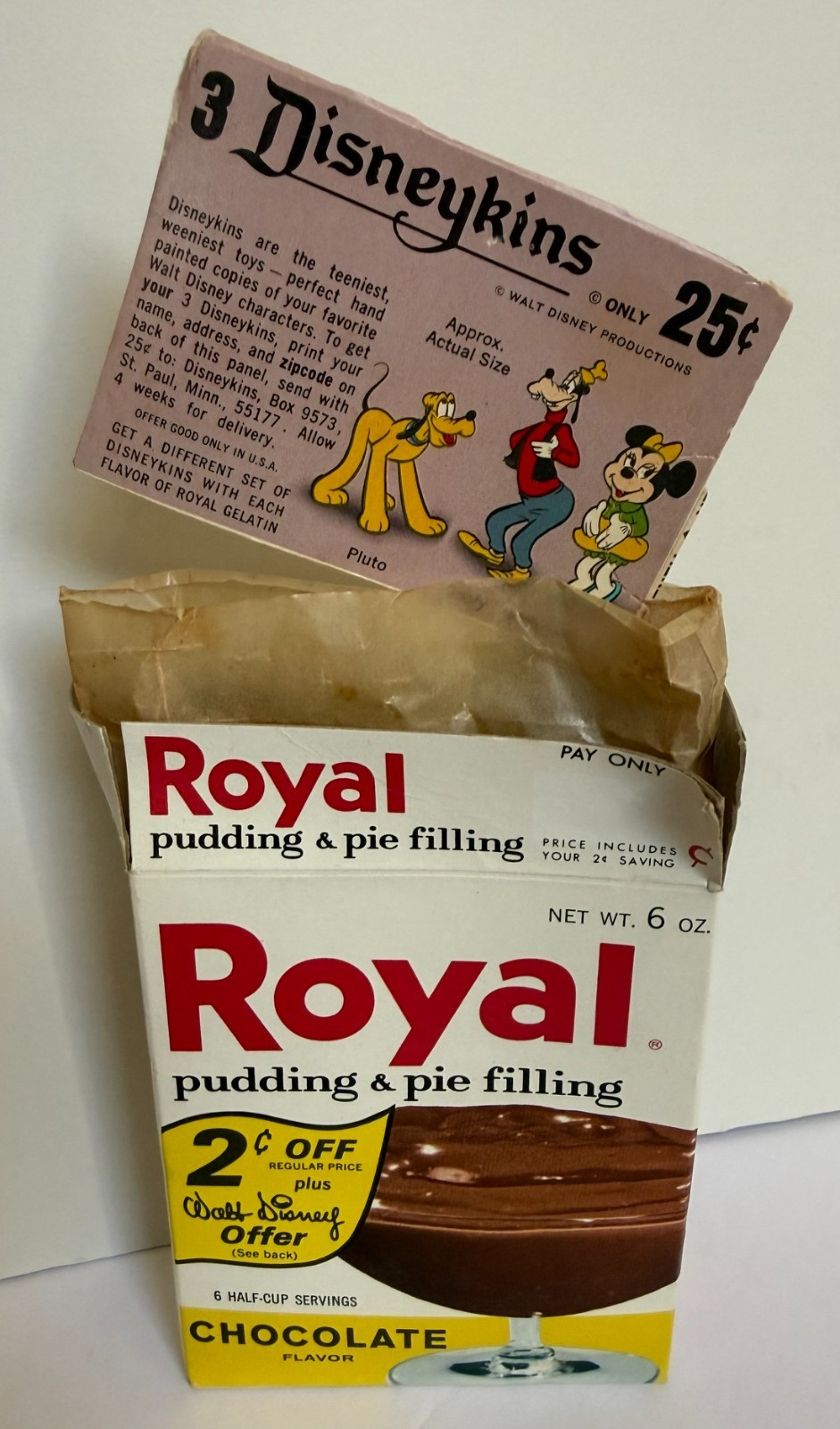 VINTAGE 1967 Royal Pudding Jungle Book DISNEYKIN BOX Walt Disney kid's food