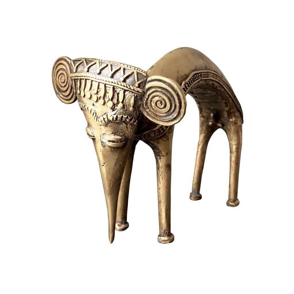 VTG Dhokra Folk art /Bastar Style Bent Brass Elephant, 8