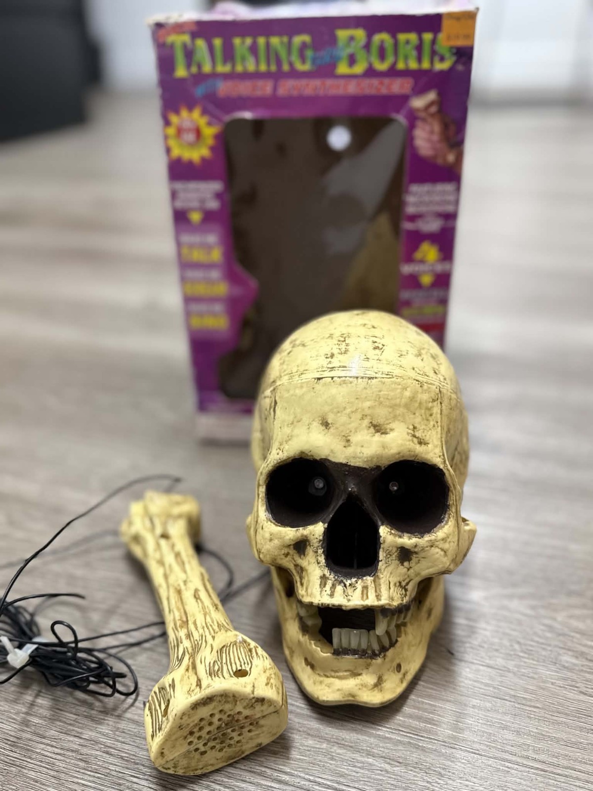 Vintage 1998 Talking Thru Boris Voice Synthesizer Animated Skull Halloween Prop