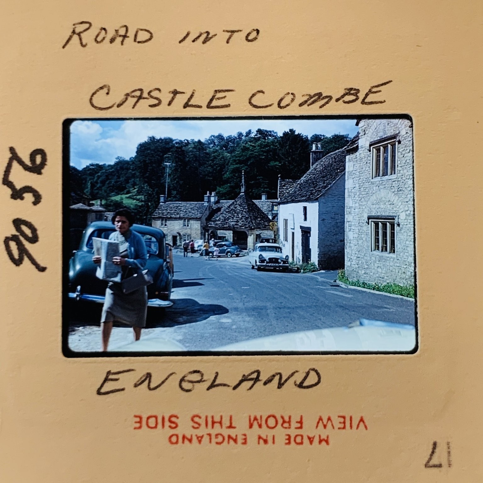1950s Castle Combe England Village Street Scene Vintage Cars 35mm Slide
