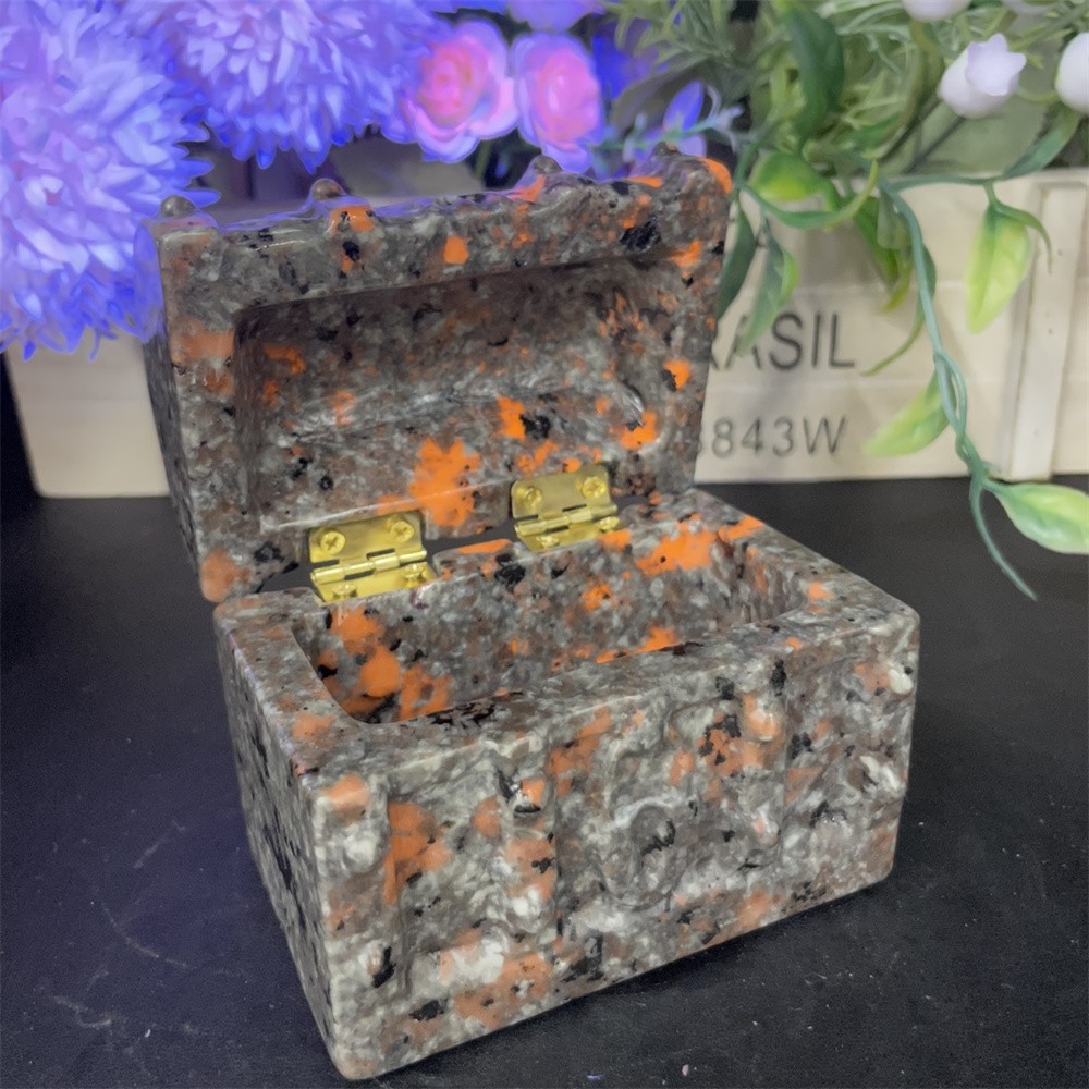 1.4LB 3.3'' Natural Yooperlite Box Carved Crystal Quartz Decor Reiki Energy