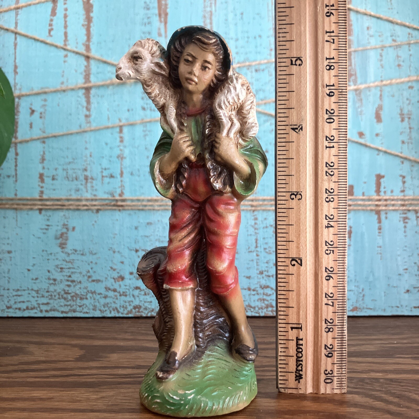VTG  Shepherd Boy Carrying Sheep Religious Nursery Christmas Nativity Italy 5.5\