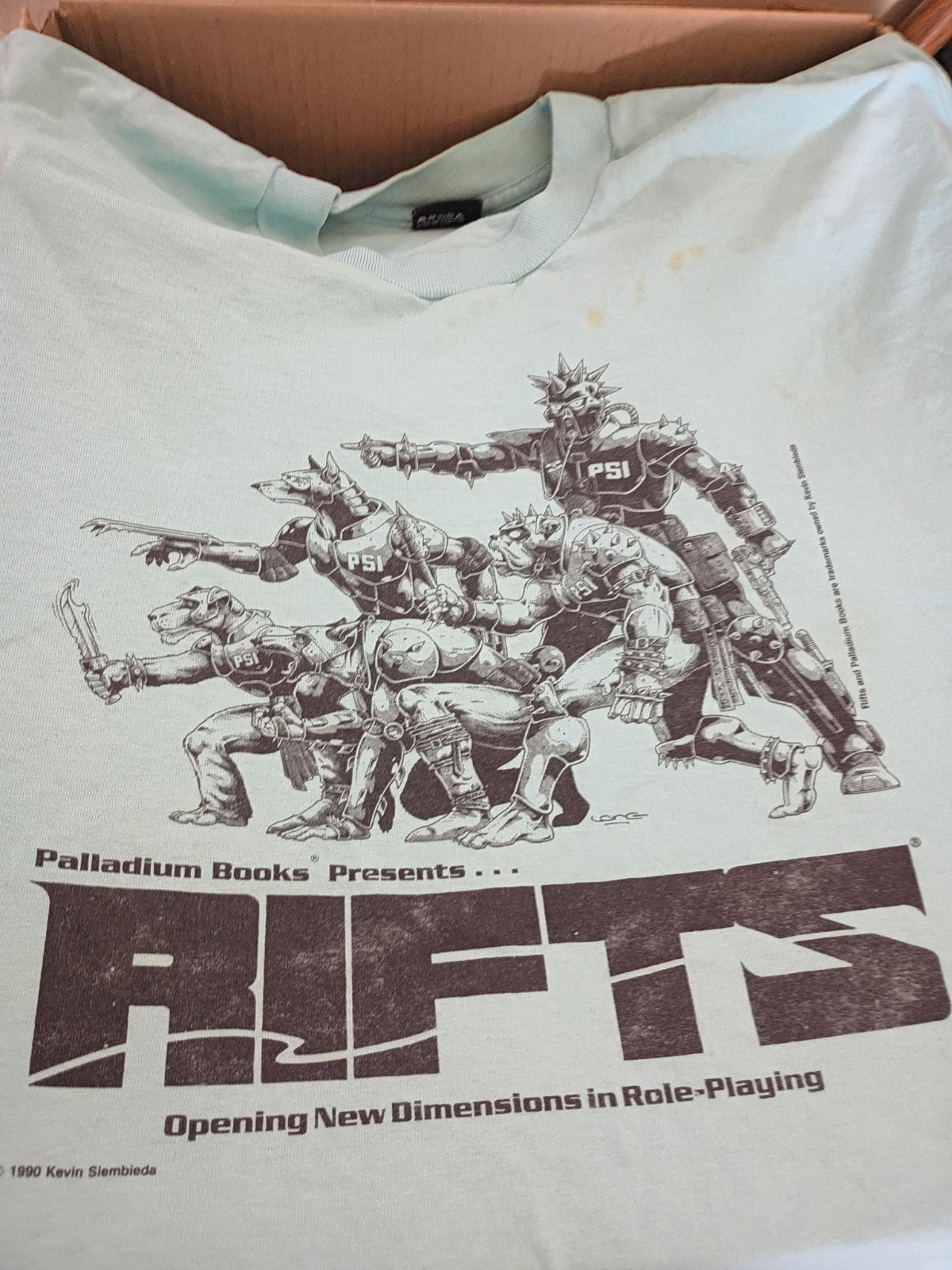 Vtg '90 RIFTS RPG T-Shirt XL Single Stitch Screen Stars Palladium Books RARE