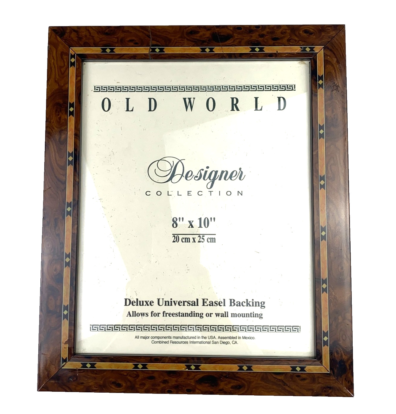VTG 90s Old World Designers Wood 8x10 Inlay Picture Frame Tabletop or Wall