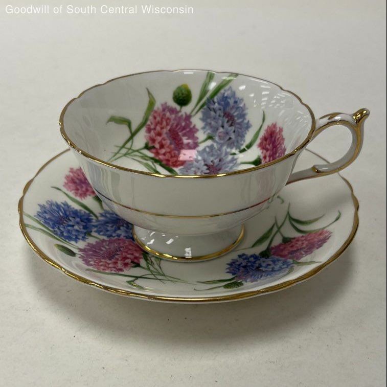 Vintage Paragon Fine Bone China Cornflower Floral Tea Cup and Saucer Set England