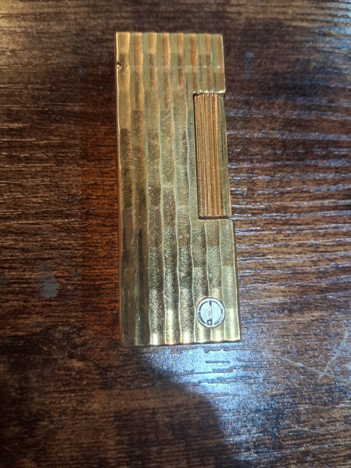 Dunhill Rollagas gold-plated pocket lighter Vertical Line Ribbed Lined Design