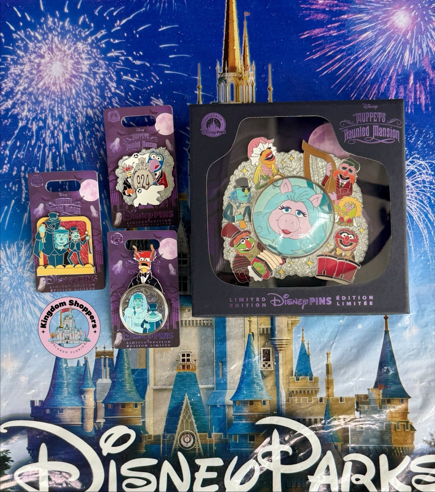 2026 Disney Parks Pin Muppets Haunted Mansion 4 Piece Set Jumbo LE 5000 3000