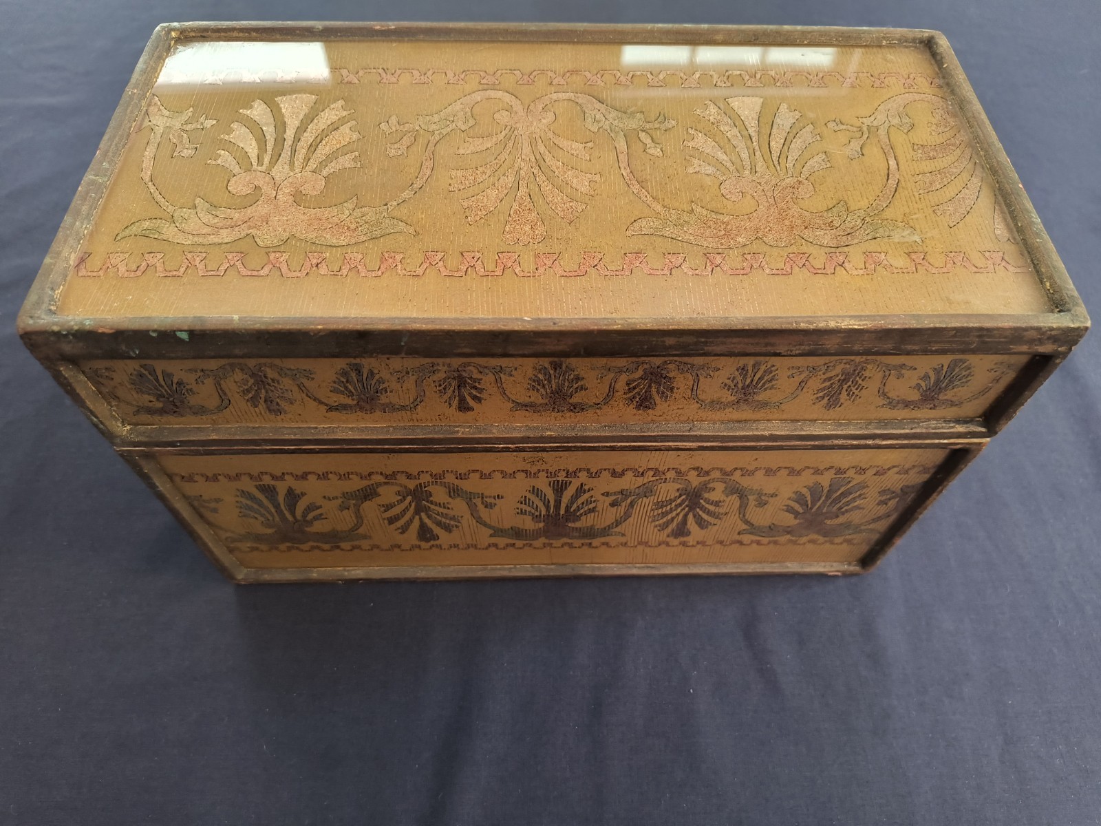 Antique Wood Box w/ Classical Motifs