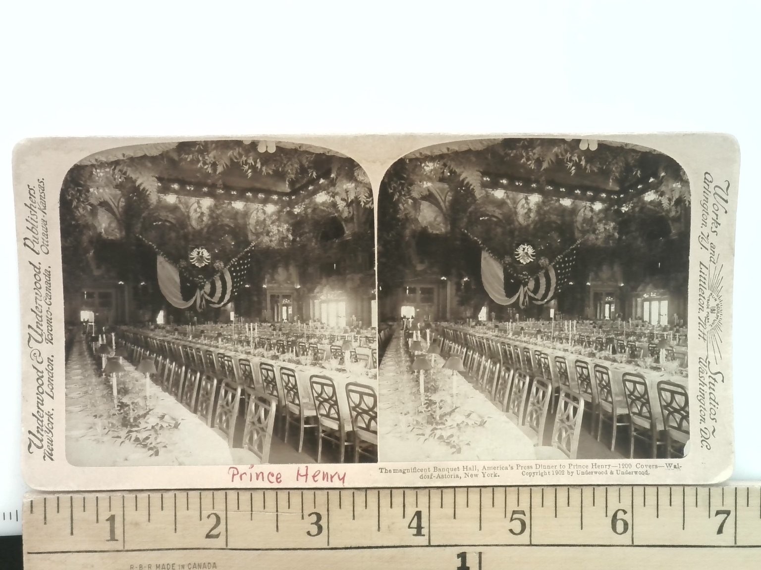 America's Press Dinner Prince Henry Stereoview Underwood & Underwood 1902 NYC