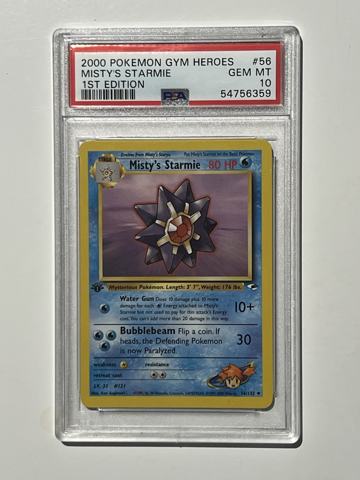 Pokémon 2000 Gym Heroes Misty\'s Starmie 56/132 1st Ed PSA 10 GEM MINT