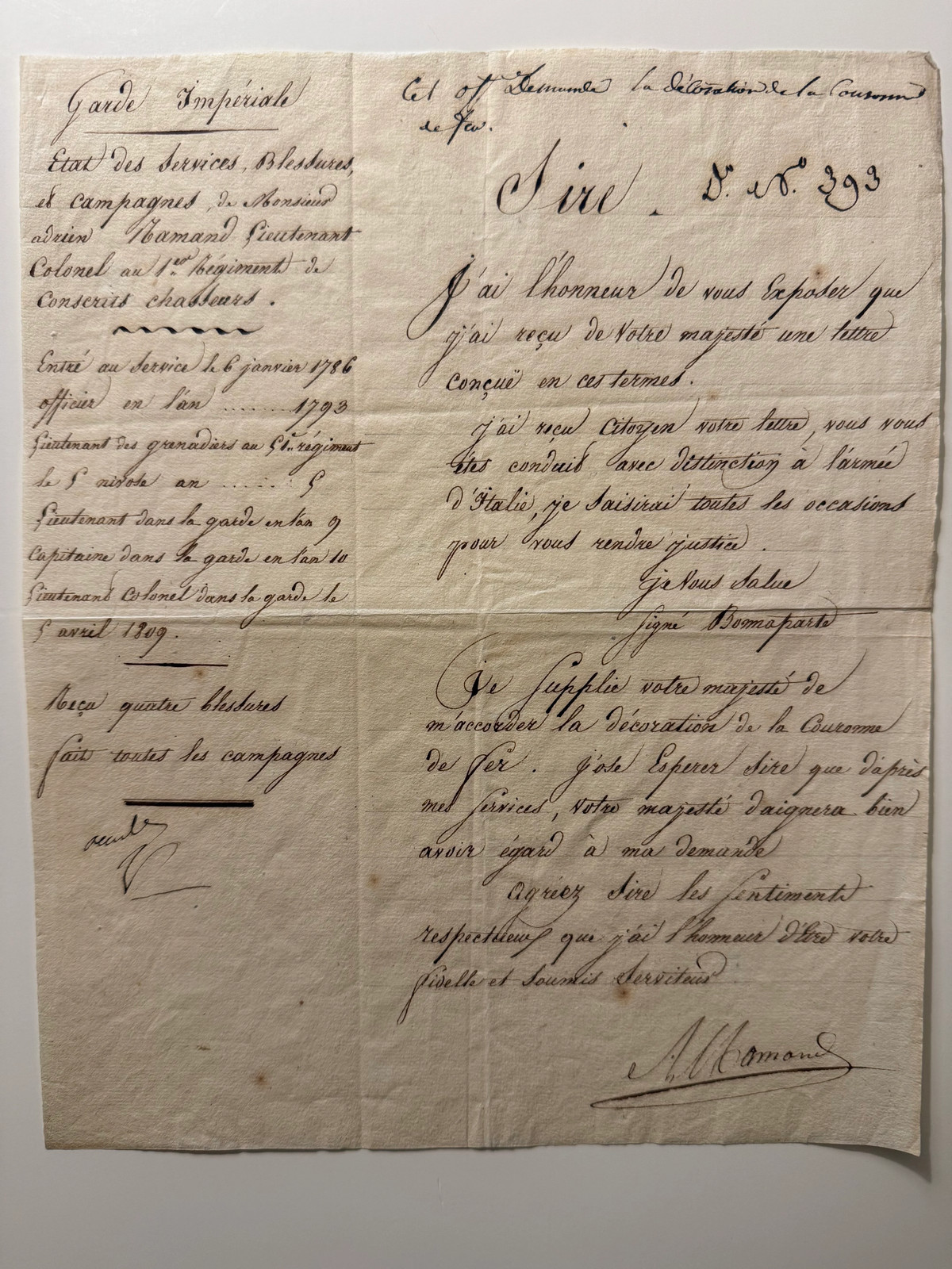 IMPERIAL GUARD OFFICER’S PETITION TO NAPOLEON