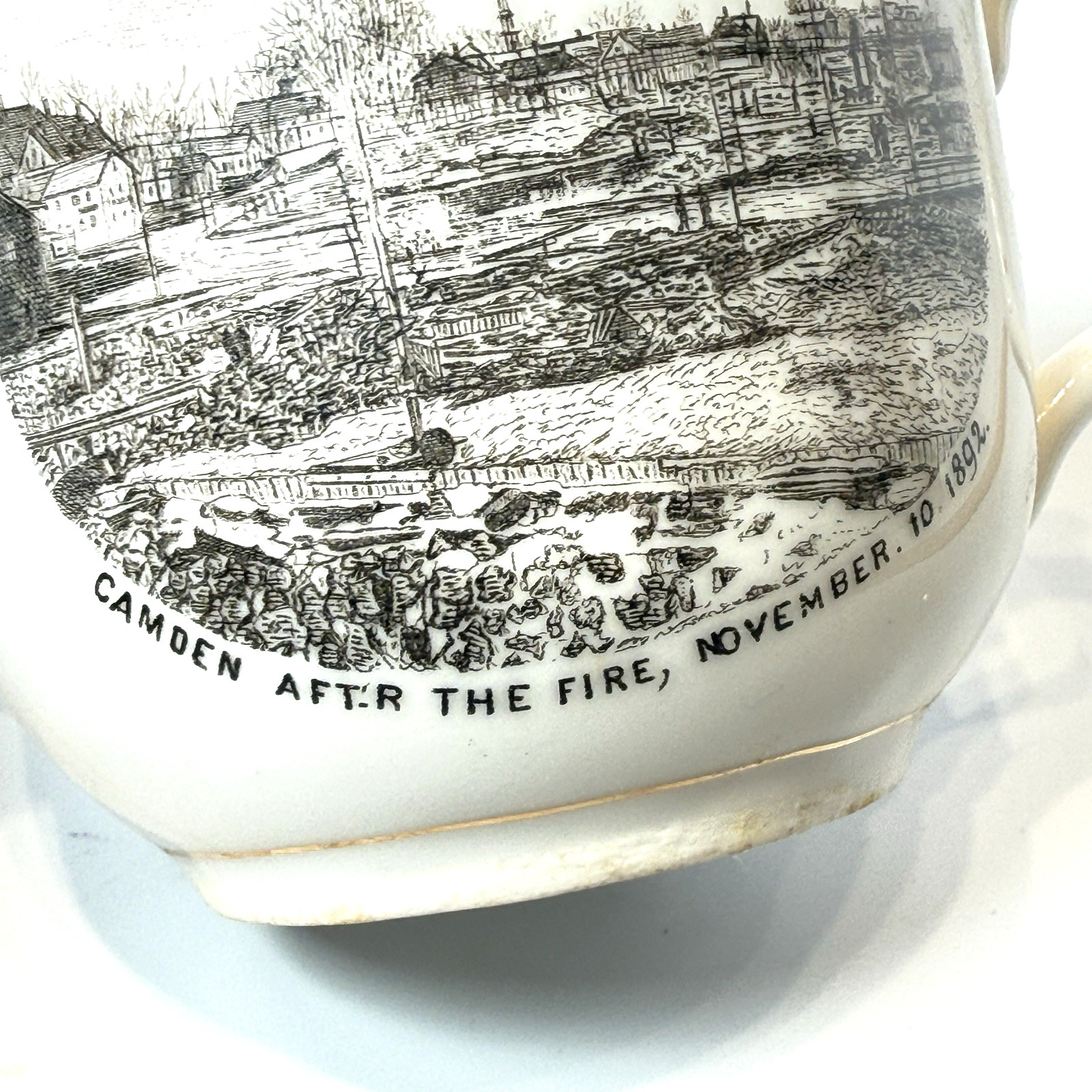 CAMDEN MAINE ME Antique AFTER THE FIRE 1892 Souvenir TRINKET TEA CUP