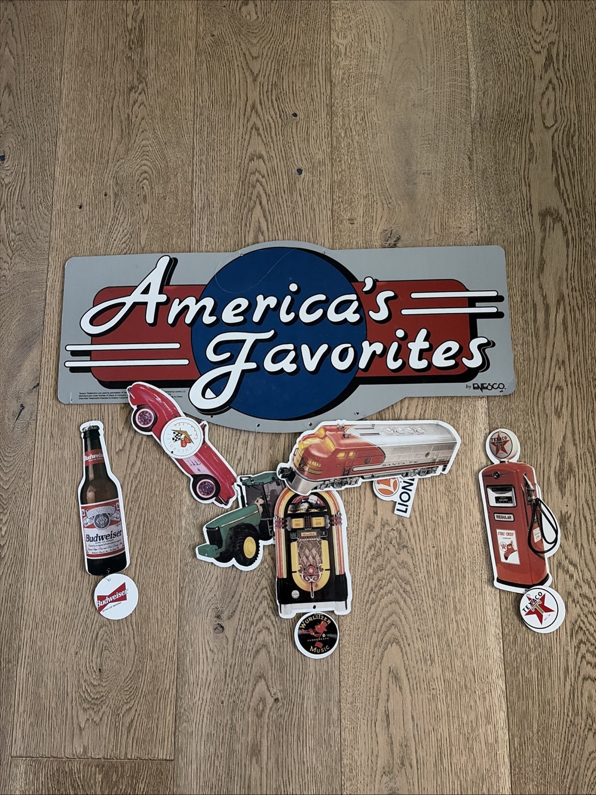 Vintage 1998 Enesco America\'s Favorites Double Sided Hanging Sign Complete Set