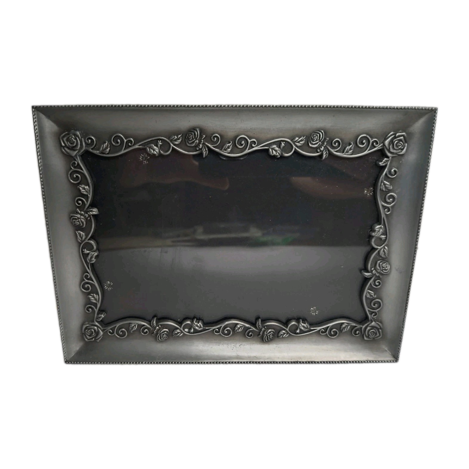 Vintage Malden Pewter Rose Vine Photo Frame 4x6 Ornate Metal Whimsigoth Victoria