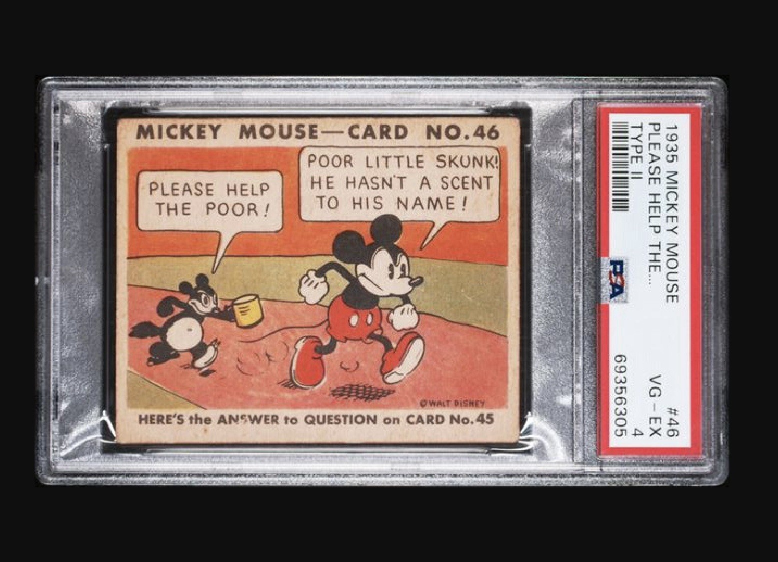 1935 R89 Mickey Mouse Gum Card #46 - ULTRA RARE - PSA 4 - Please Help The Poor..