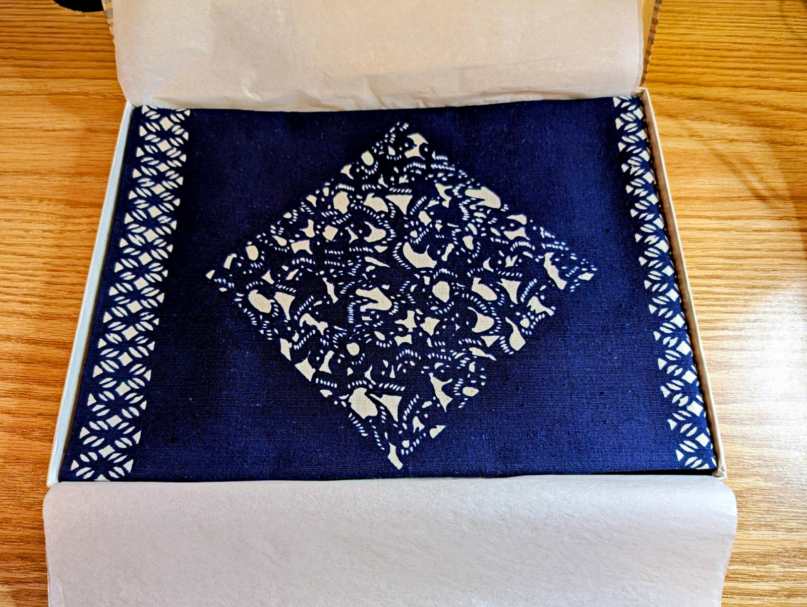Vintage Japanese Nambu Kodai Katazome Indigo Table Center Runner New In Box