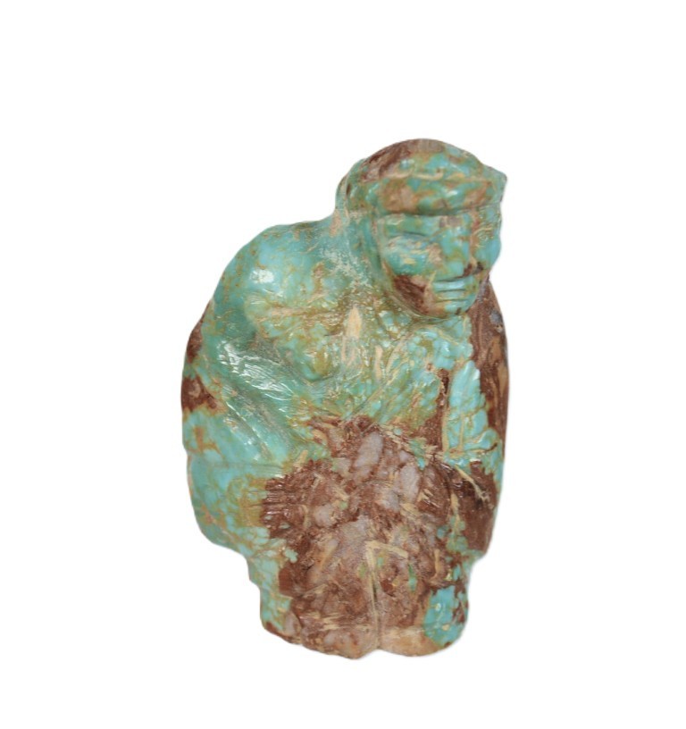 Zuni Pueblo Old Fox Turquoise Man with Fox Pelts Fetish By Eddington Hannaweeke