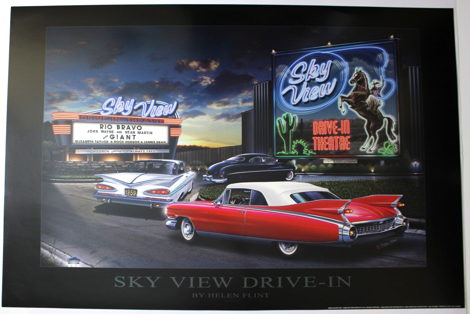 Drive-In Automotive Art Print Poster Helen Flint 24\