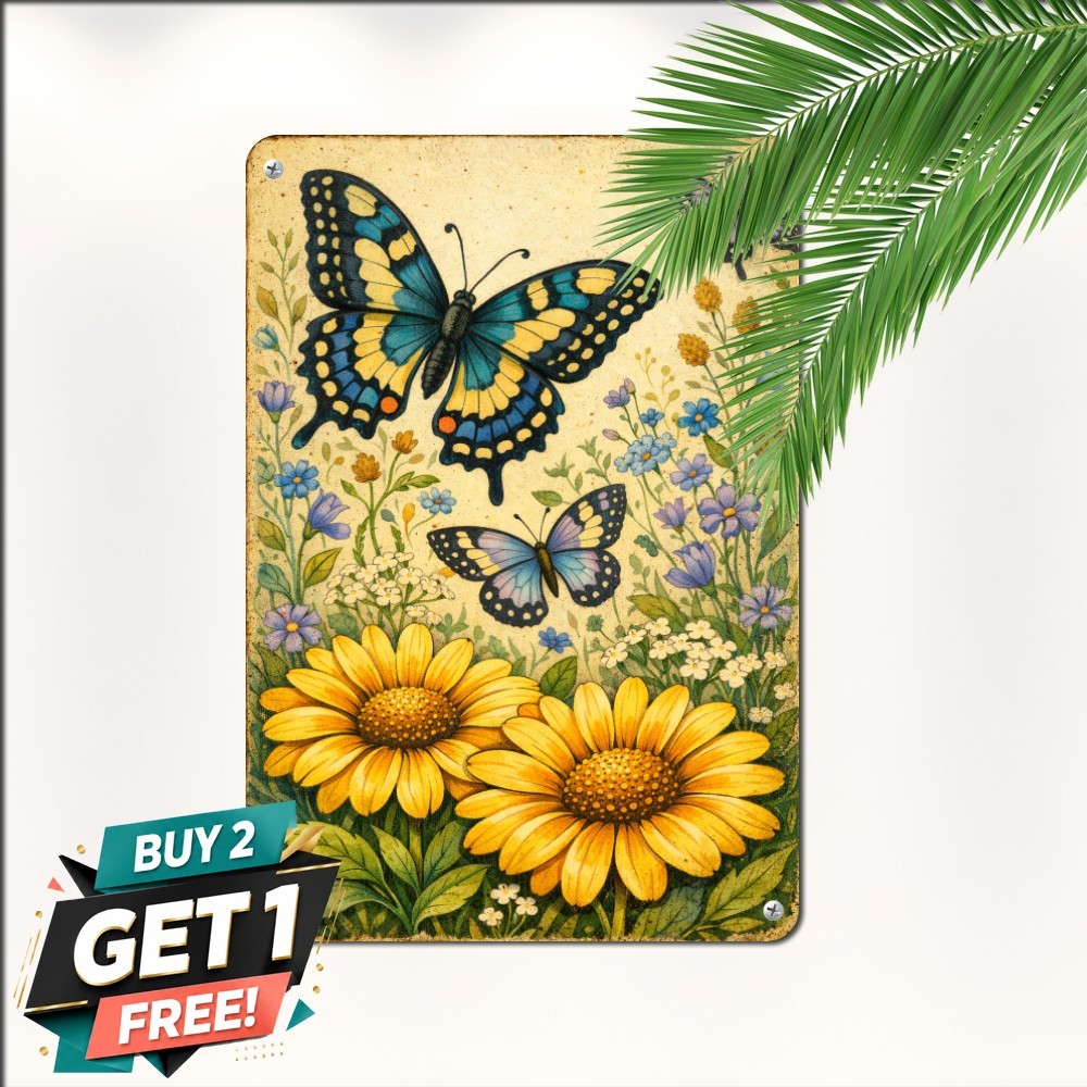 Hand Painted Butterfly Floral
