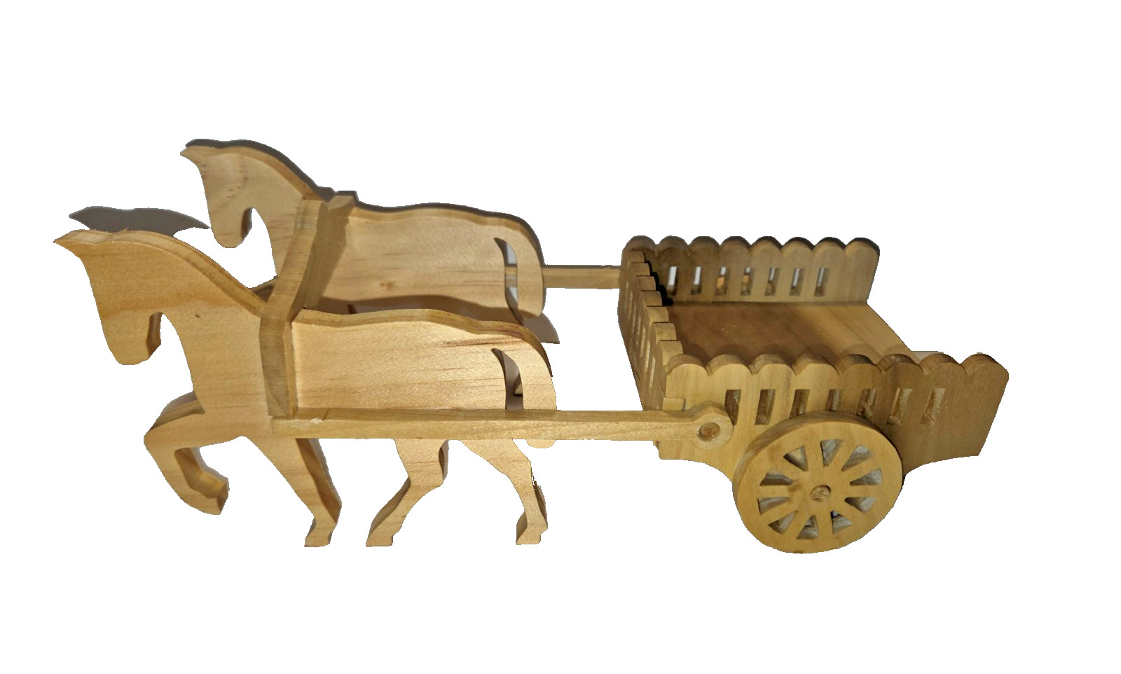 Wood Horse and Wagon Decor – Handmade Poplar/Pine – 10.5\