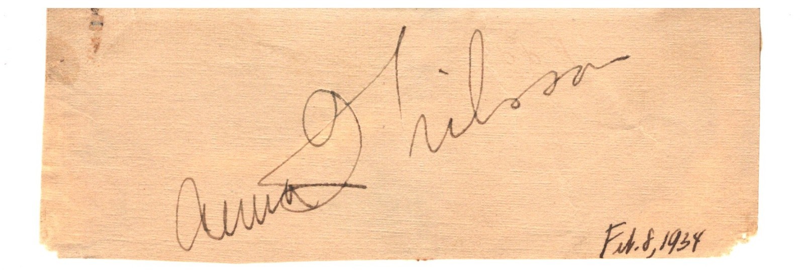 ANNA Q. NILSSON. SWEDISH ACTRESS AUTOGRAPH CUT SQUARE 2/8/1934