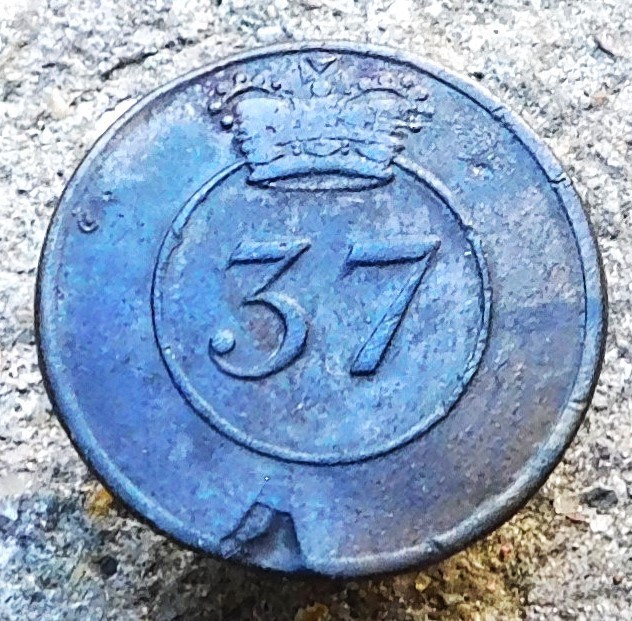 RARE WAR OF 1812 Era CANADIAN British  37th Regiment Button