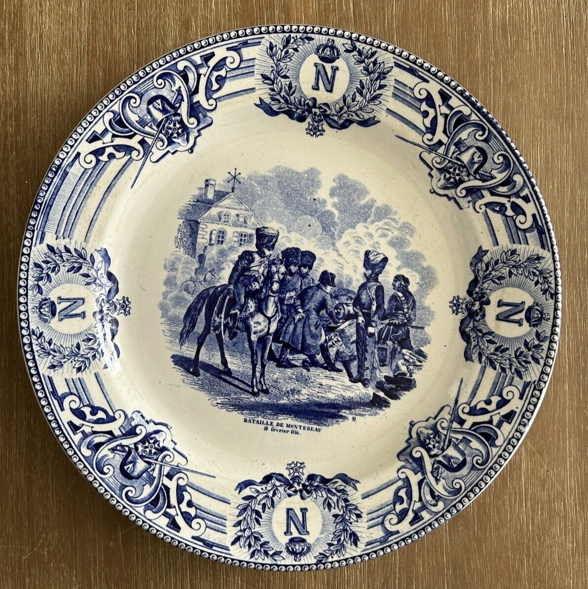 1800\'s NAPOLEON BONAPARTE Blue Transferware Keramis BF Belgium Collector plate