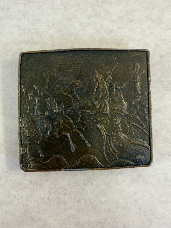 Vintage Daniel Lowe & Co Salem Mass Witch Brass Belt Buckle Burning Cross