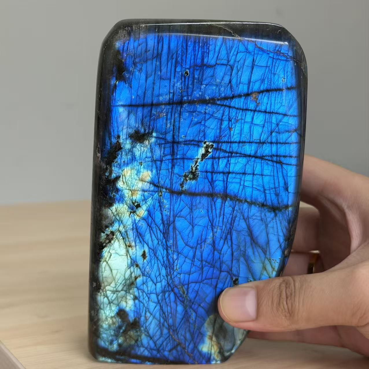 4.1LB A+Natural Blue Flash Labradorite Freeform Crystal Display Stone Healing