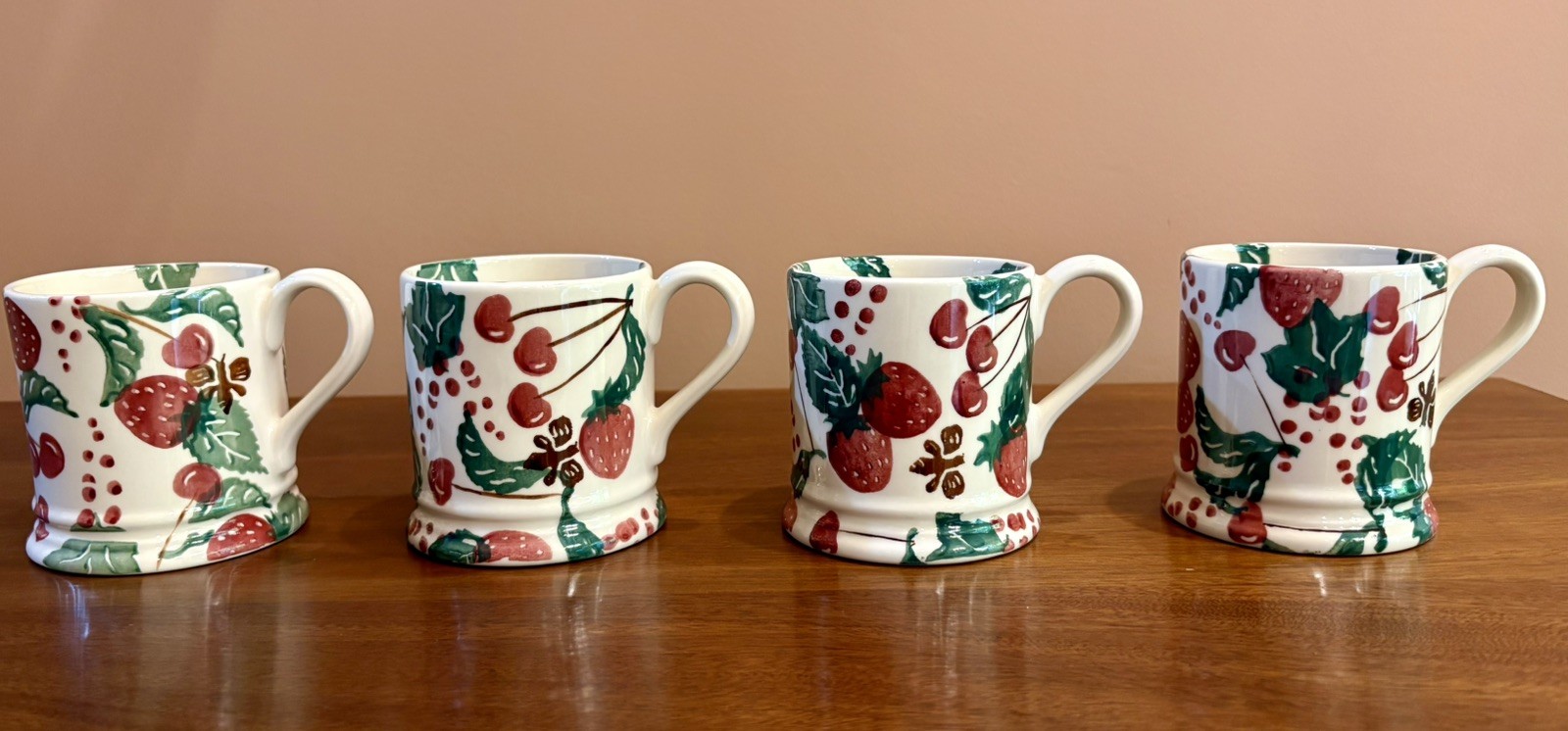 Rare VTG Early GTC Emma Bridgewater Half Pint 4pc Mug Set Summer Fruits c1990's