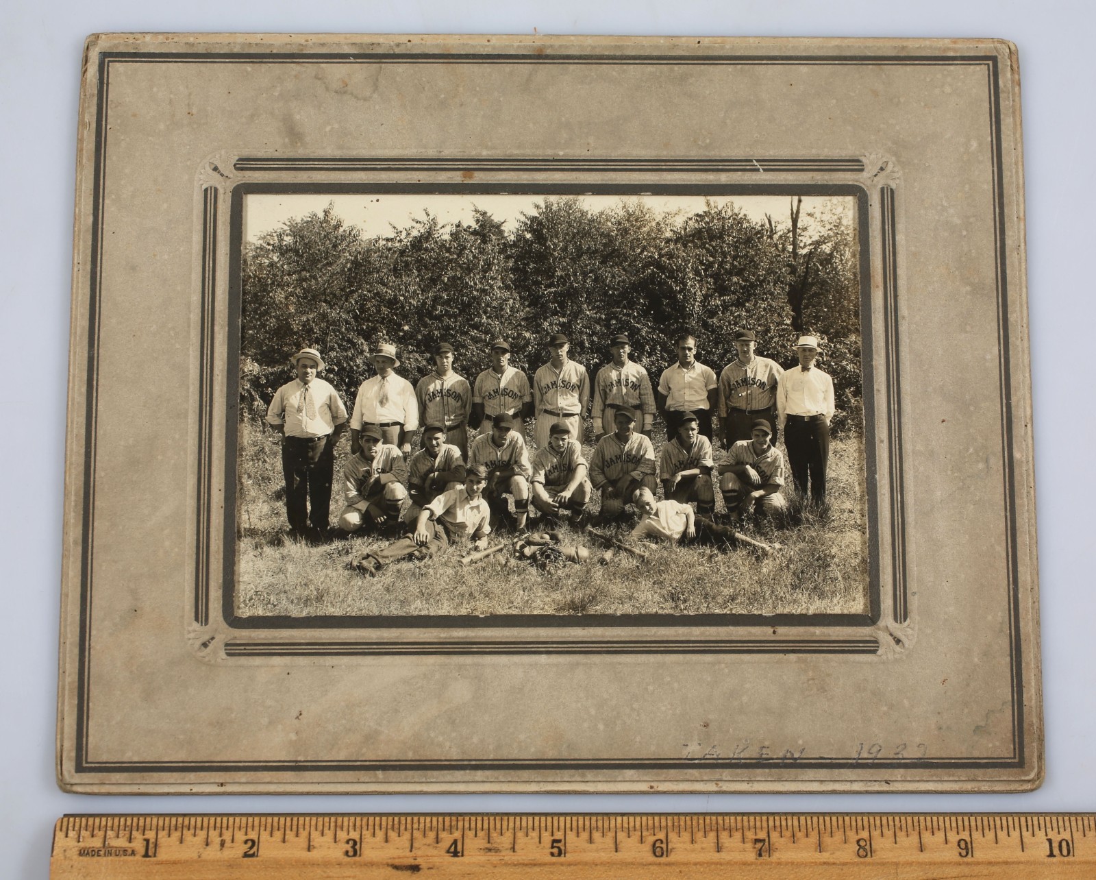 1932 Mounted Silver Gelatin Photo Jamison Baseball Team