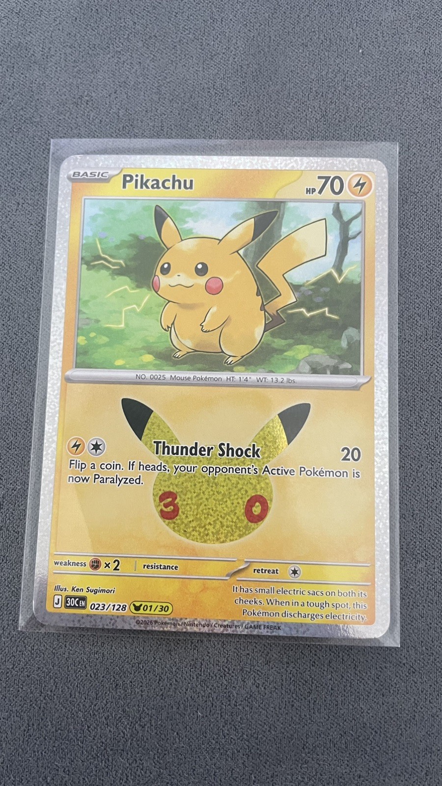 Pikachu 023/128 01/30 30th Celebration Pokemon TCG English Holo 30th Anniversary