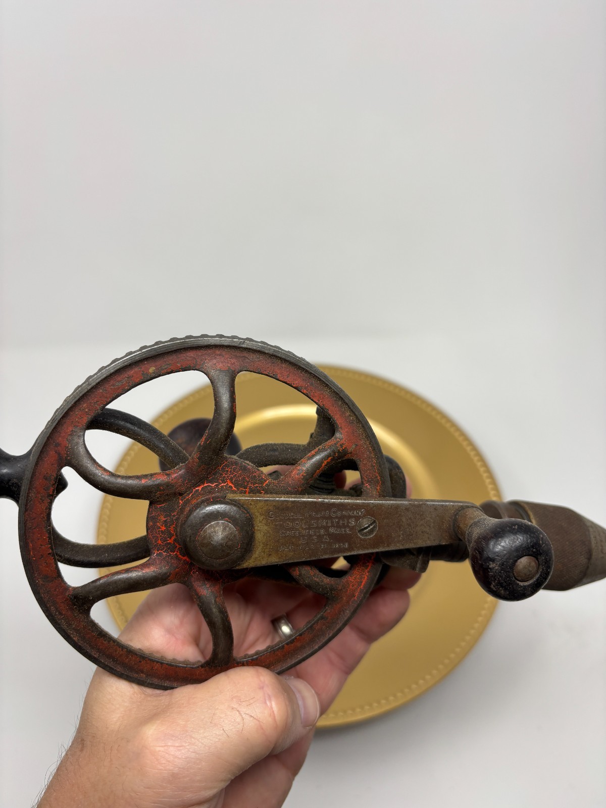 Antique Goodell Pratt No 5 1/2B 2 Speed Breast Hand Drill Pat 1896 USA