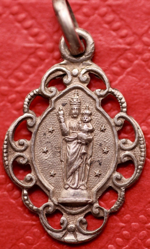 Italy Antique Religious Pendant Ricordo di Oropa 19th  Silver 20mm 1g