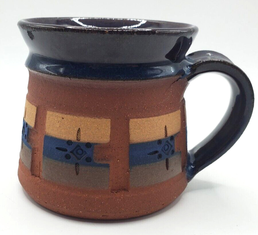 Studio Pottery J. Wasechek Pottery Cup Signed Terracotta Carved 