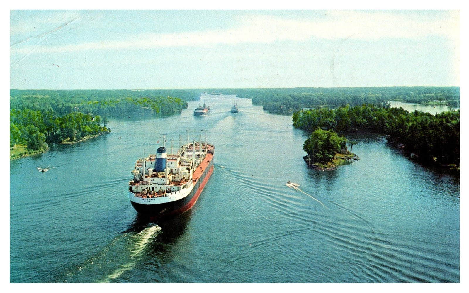 Vintage Postcard 1000 Islands Bridge Clayton New York Plastichrome 1960s