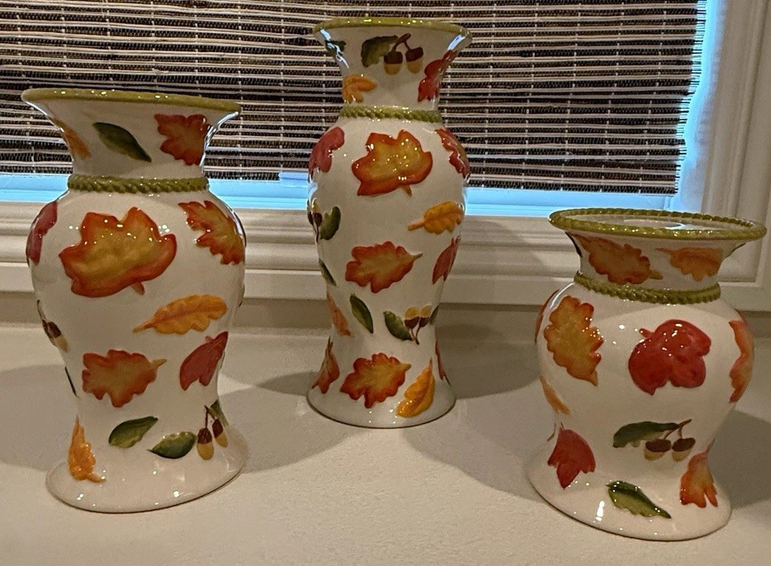 Temp-tations Set of 3 Reversible Candle Holdersand Vases - Harvest