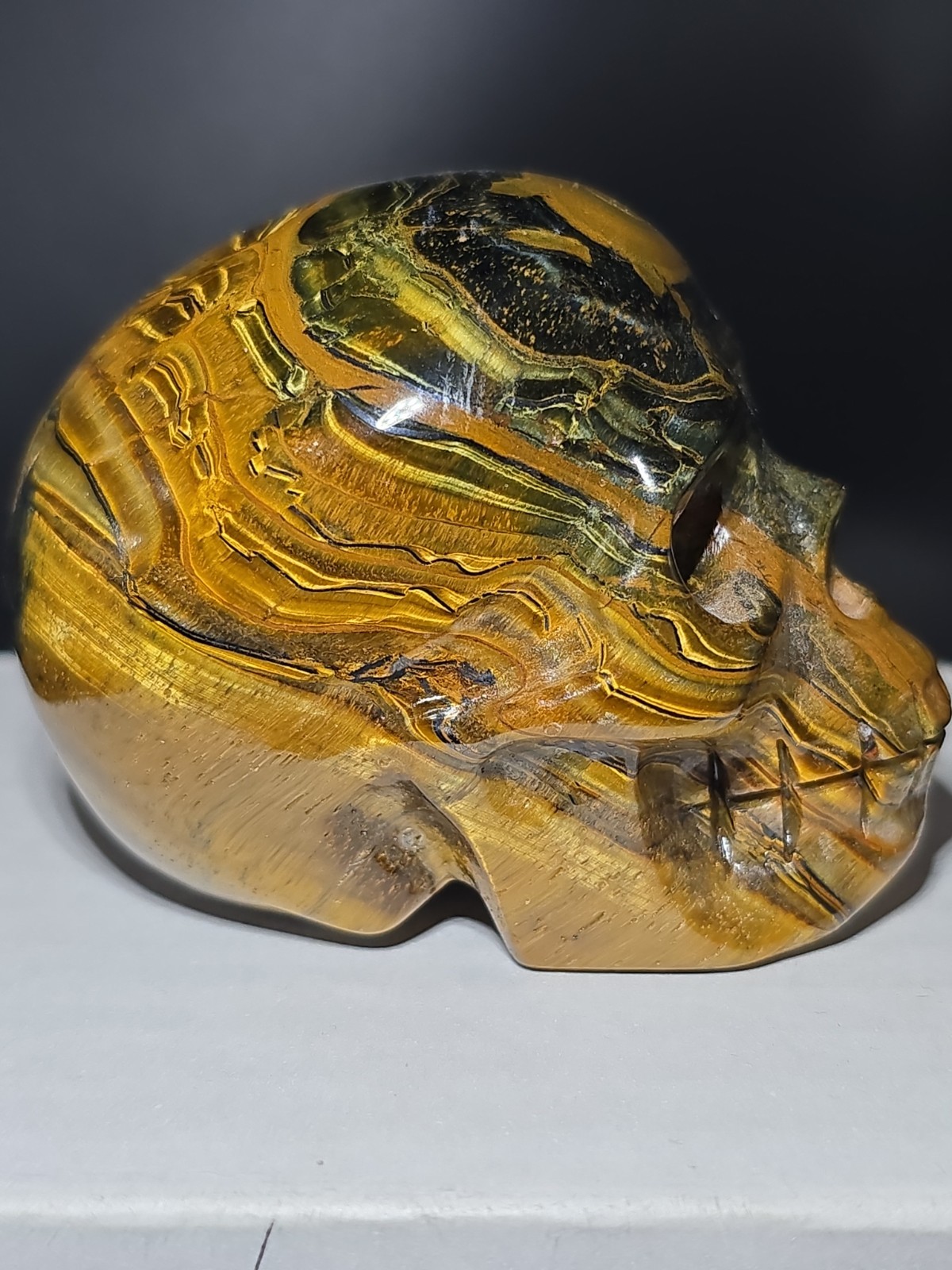 Tiger Iron Crystal Skull  10.2 Oz. 3\