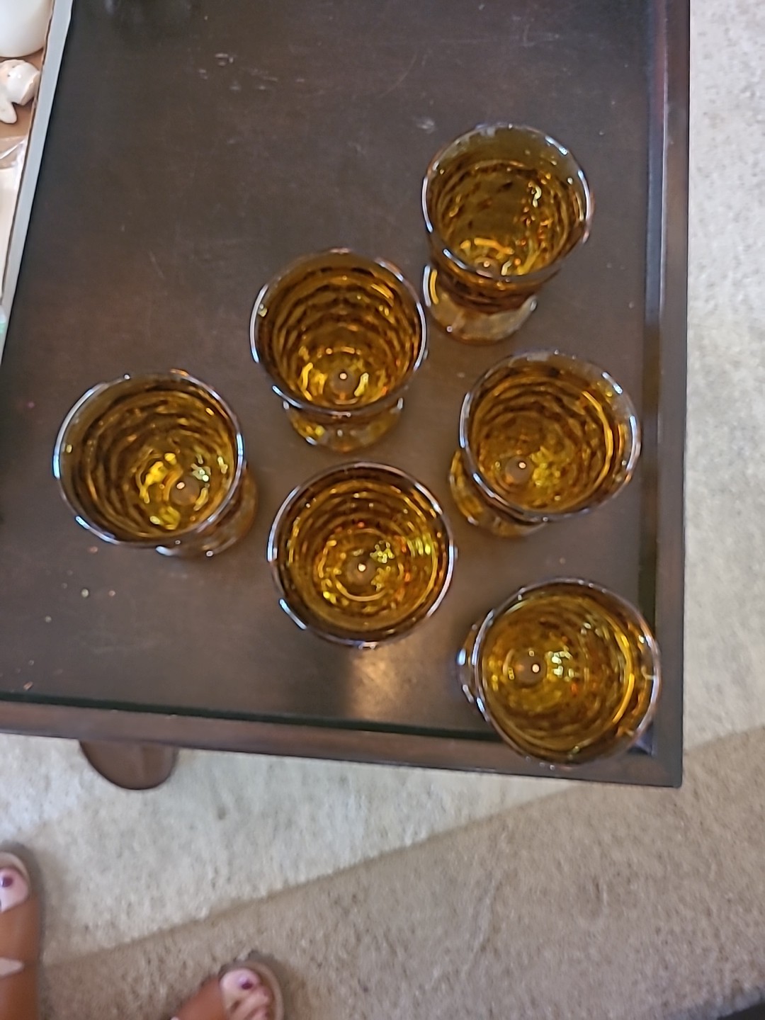Amber Cube Glasses Whitehall amber 4.25 inch by 3.5 set of 6