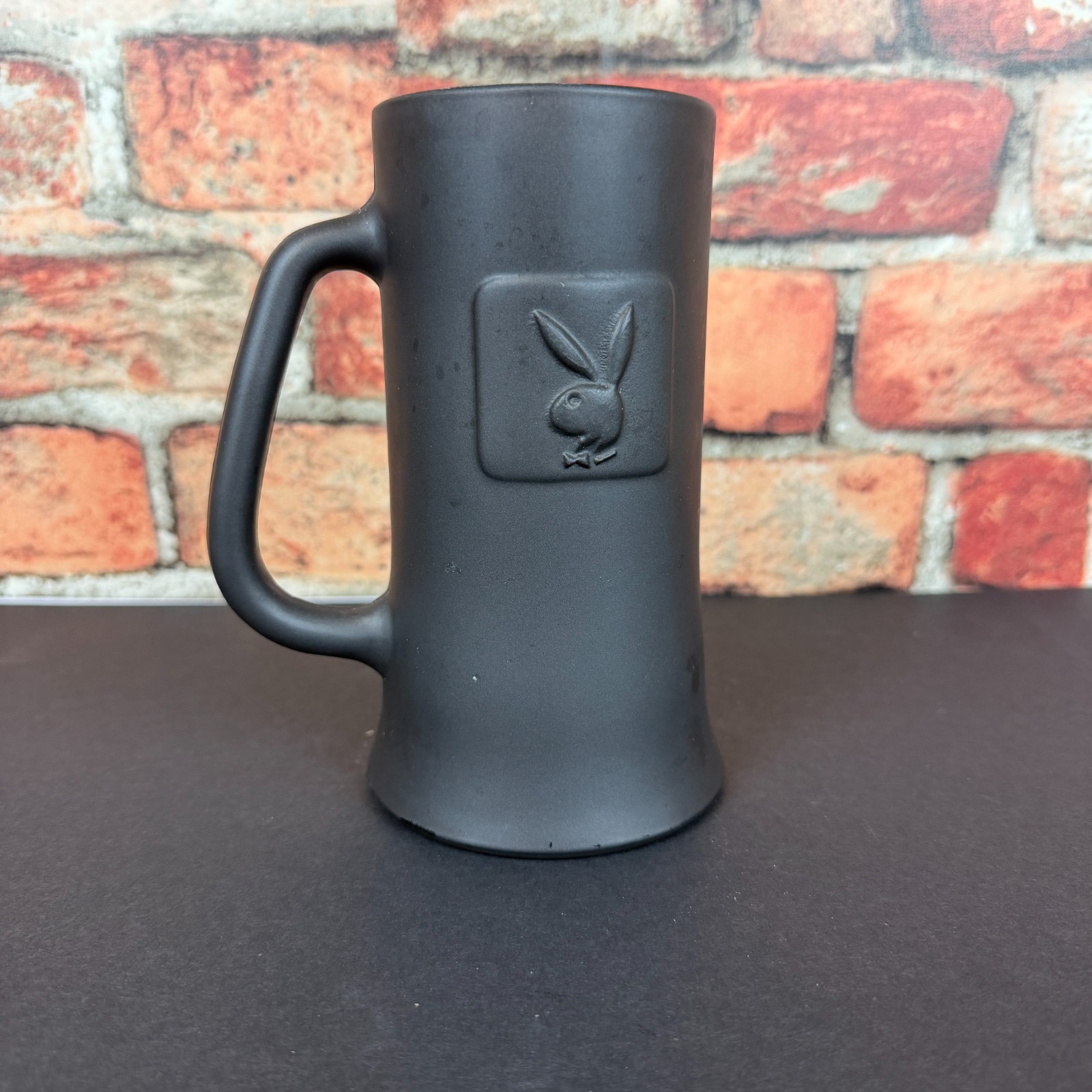 Vintage Playboy Bunny Club Matte Black Hugh Hefner 1970’s Mug Collectable RARE