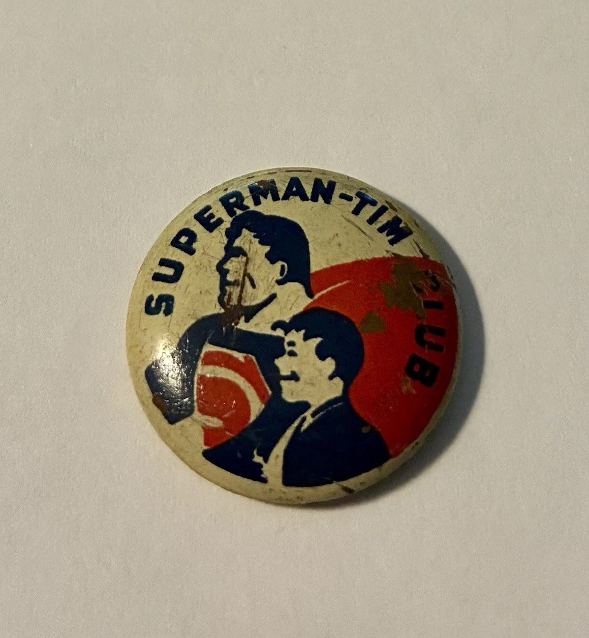 1940\'s SUPERMAN-TIM CLUB Member in Good Standing Tin Litho Pinback Mini Button