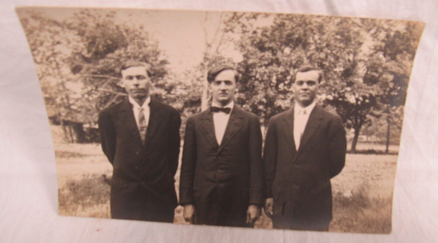 AZO 1904 - 1918 Real Photo Postcard 3 Gents Gentlemen John Stewart Portrait RPPC