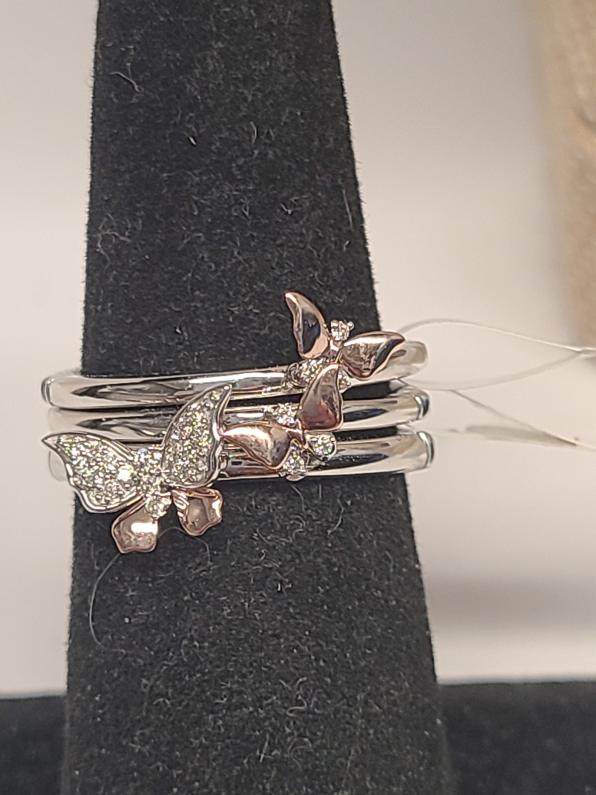 Enchanted Disney Mulan 1/10 CT. T.W. Diamond Butterflies Stacked Ring Set