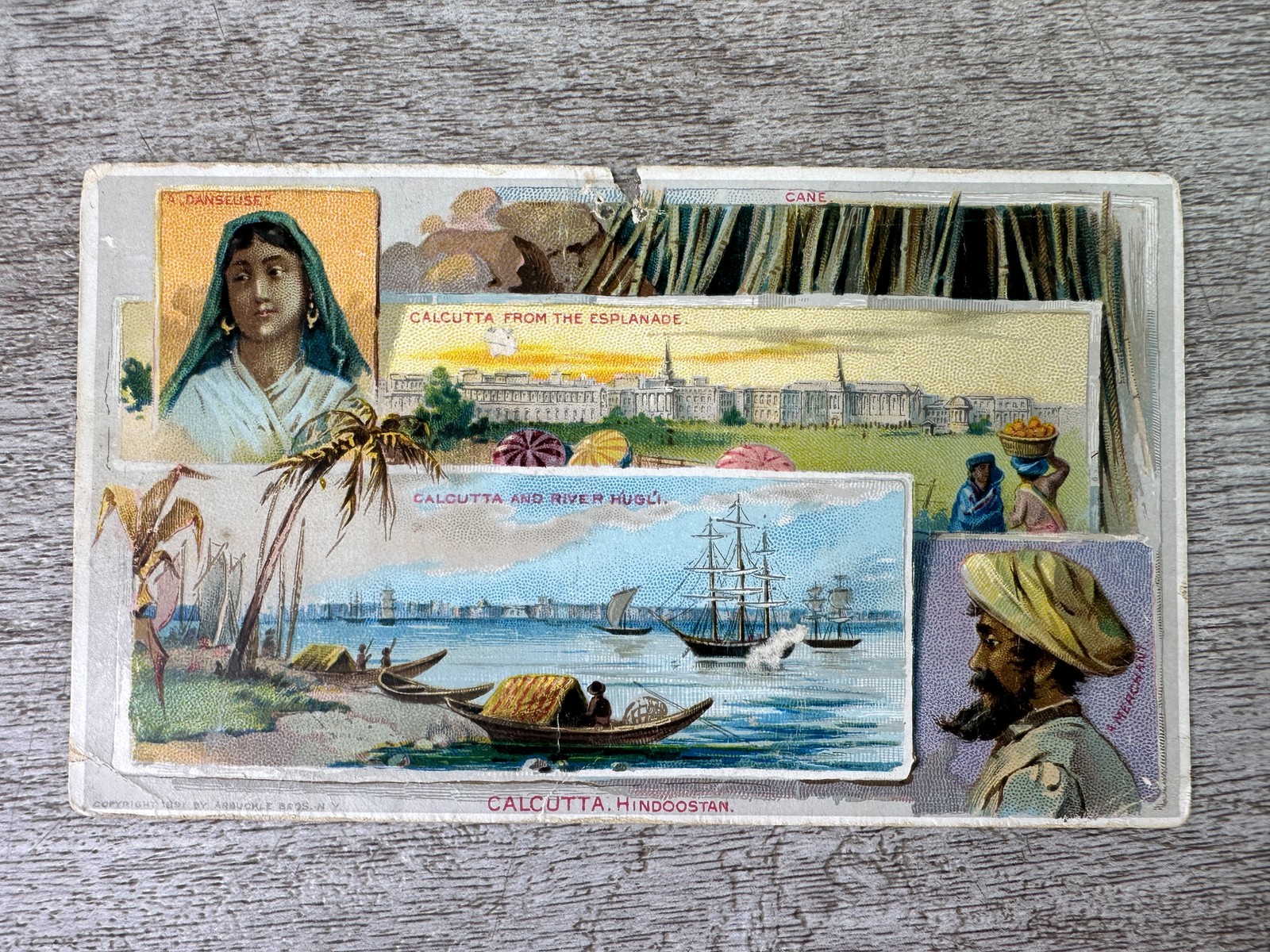 Vintage Multi-View Advertising Trade Card Calcutta Hindoostan India
