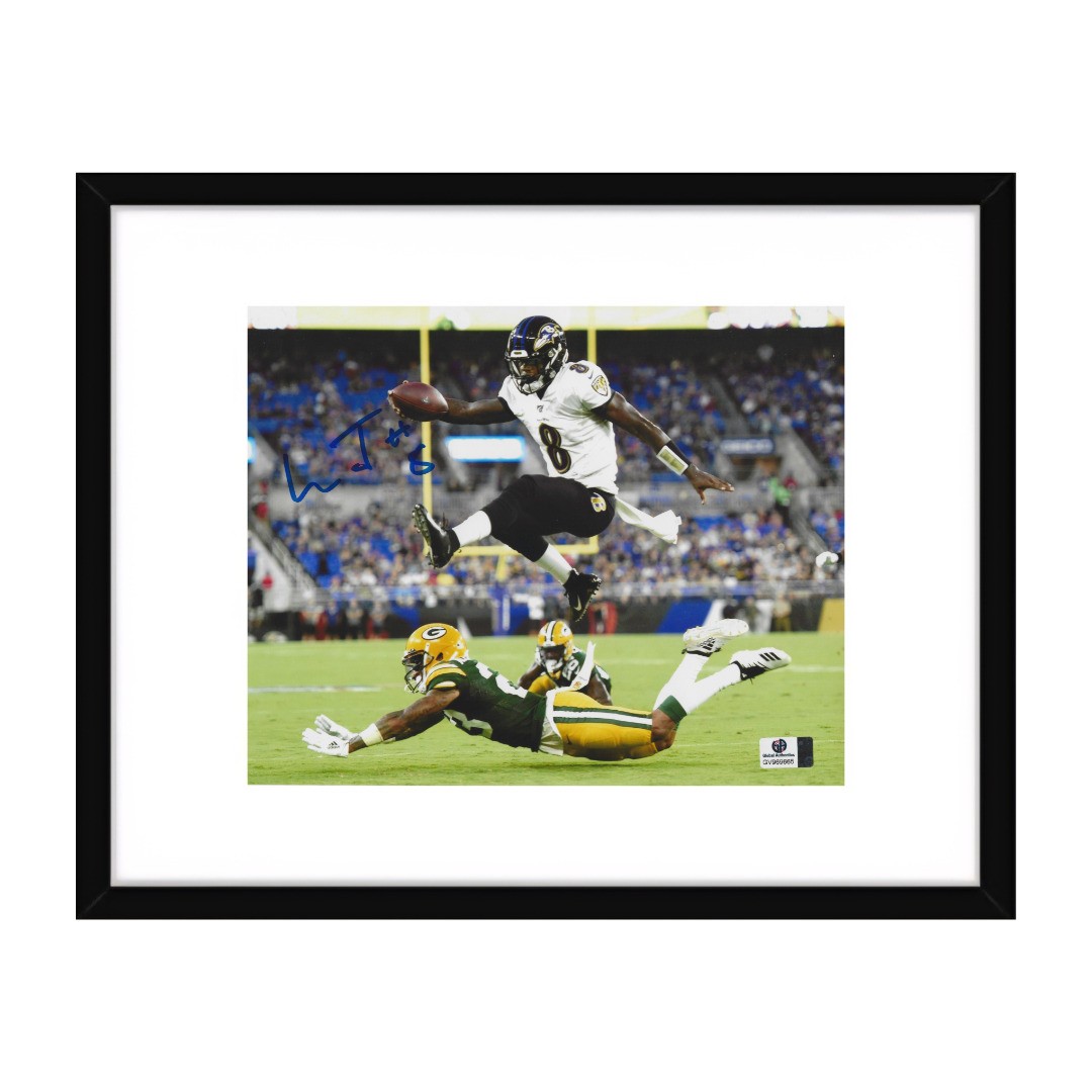 Lamar Jackson Baltimore Ravens Signed 8x10 Photo coa W/Frame